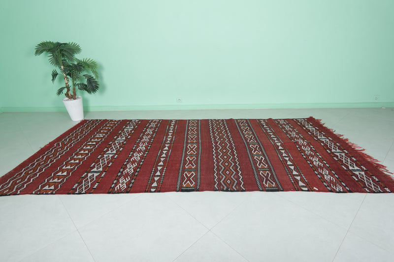 Handwoven Berber Kilim Rug - 5.1 FT × 10.9 FT | Moroccan Artisan Masterpiece