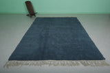 Beni Ourain Moroccan Rug - 7.2 x 10.2 Feet | Deep Blue Wool Carpet