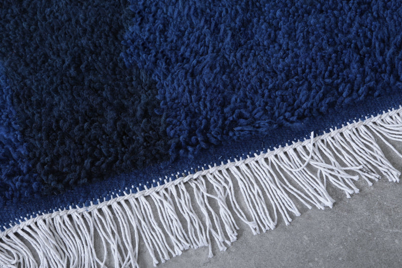 Blue Moroccan Rug - Handwoven 2.2 x 2.5 Feet | Wool Accent Piece