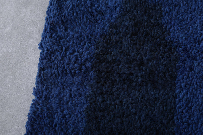 Blue Moroccan Rug - Handwoven 2.2 x 2.5 Feet | Wool Accent Piece