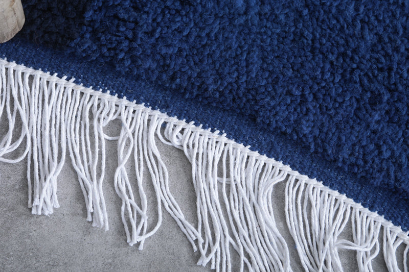 Blue Moroccan Rug - Handwoven 2.2 x 2.5 Feet | Wool Accent Piece