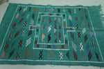 Green moroccan handwoven kilim 3 FT X 4.6 FT