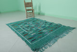 Green moroccan handwoven kilim 3 FT X 4.6 FT