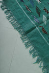 Green moroccan handwoven kilim 3 FT X 4.6 FT