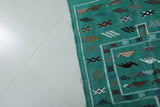 Green moroccan handwoven kilim 3 FT X 4.6 FT