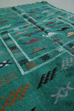 Green moroccan handwoven kilim 3 FT X 4.6 FT