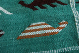 Green moroccan handwoven kilim 3 FT X 4.6 FT