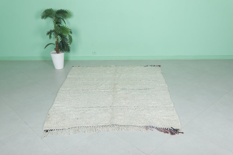 Handmade Berber Rug 5.4 x 6.3 Feet - Minimalist Moroccan Wool Carpet