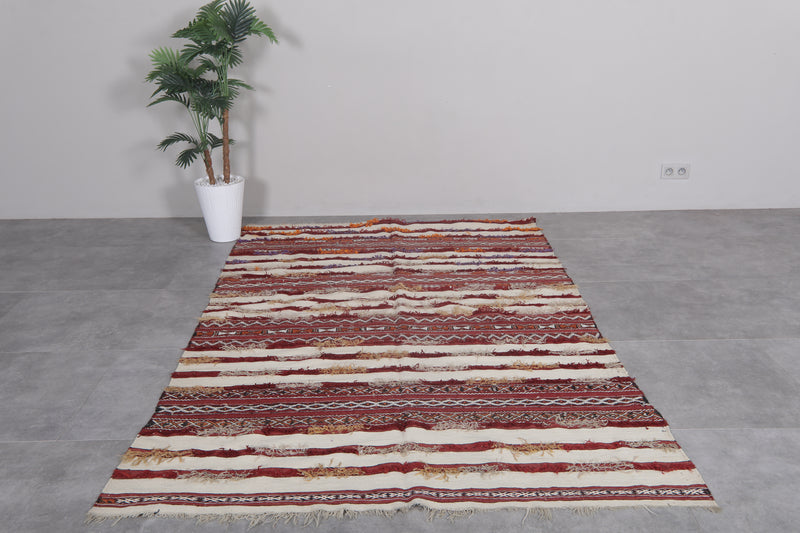 Vintage Berber Blanket - 5.3 FT x 8.3 FT | Handwoven Moroccan Rug