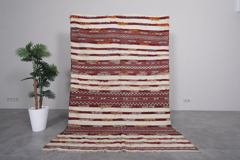 Vintage Berber Blanket - 5.3 FT x 8.3 FT | Handwoven Moroccan Rug