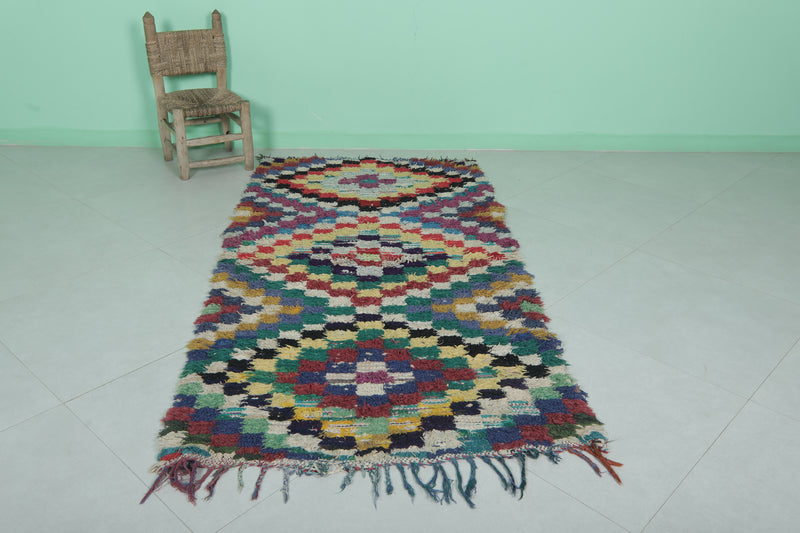 Colorful Moroccan Rug with Unique Checkered Patterns – 3.3 x 6.6 ft