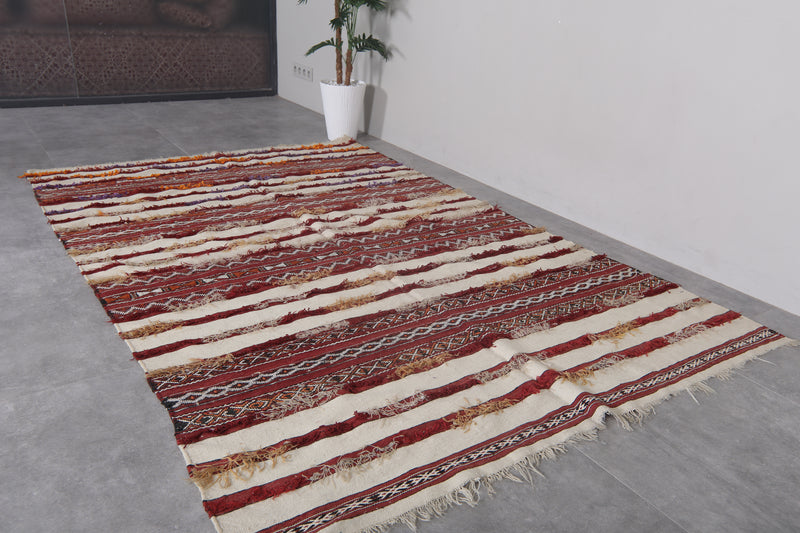 Vintage Berber Blanket - 5.3 FT x 8.3 FT | Handwoven Moroccan Rug