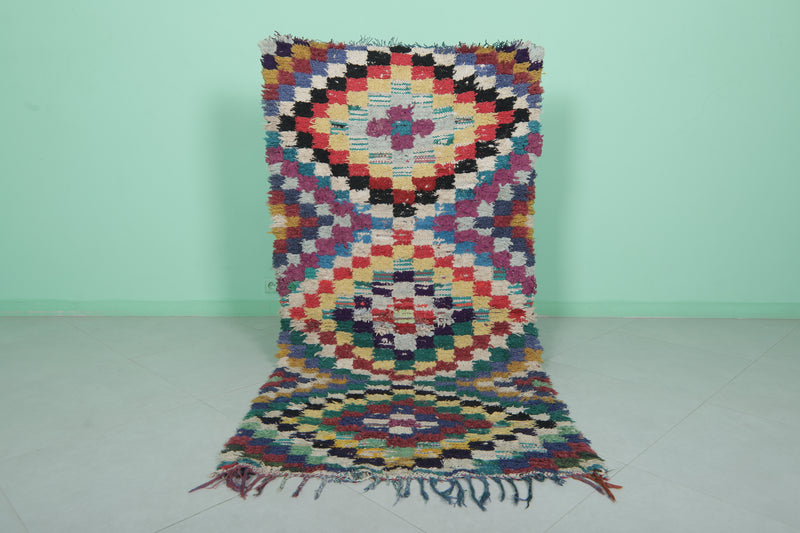 Colorful Moroccan Rug with Unique Checkered Patterns – 3.3 x 6.6 ft