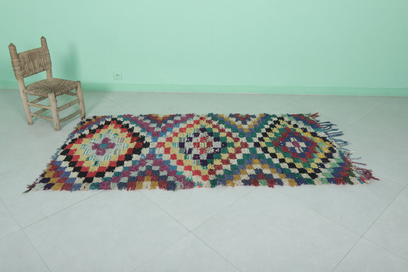 Colorful Moroccan Rug with Unique Checkered Patterns – 3.3 x 6.6 ft