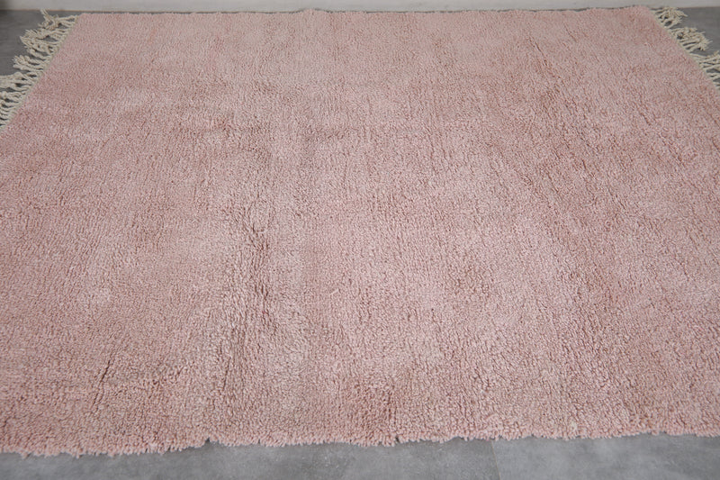 Pink Moroccan Rug - 7.6 x 8.6 Feet | Handwoven Wool Carpet