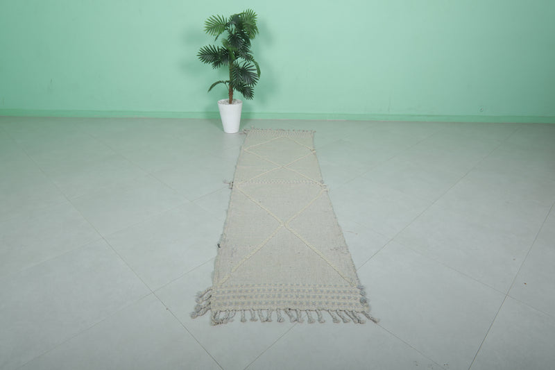 Moroccan Rug - 2.2x7.9 FT | Handwoven Neutral Runner