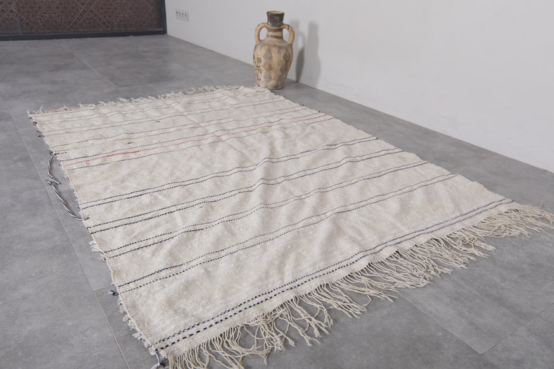 Wedding Blanket Rug - 4.2 x 5.6 FT | Authentic Moroccan Weave