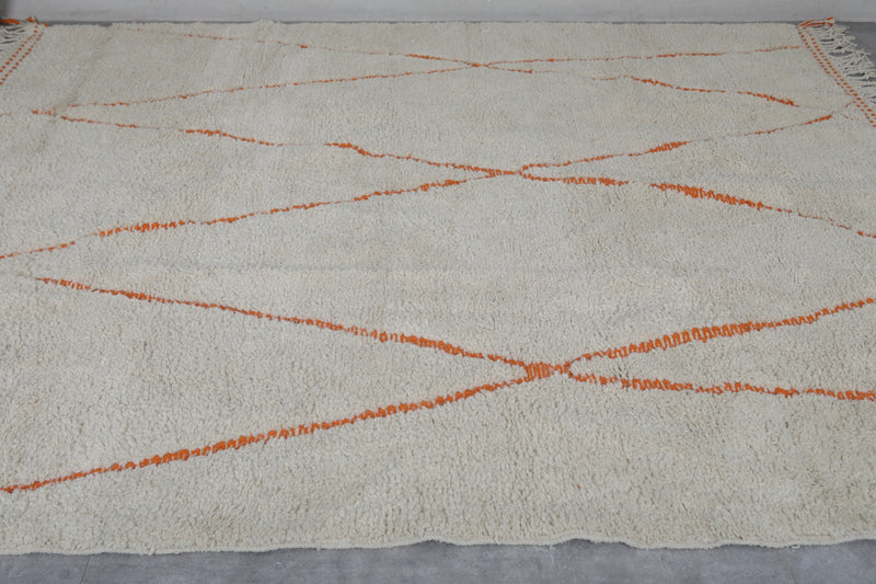 Beni Ourain Moroccan Rug - Handwoven 8.7 x 9.7 Feet | Orange Diamond Design