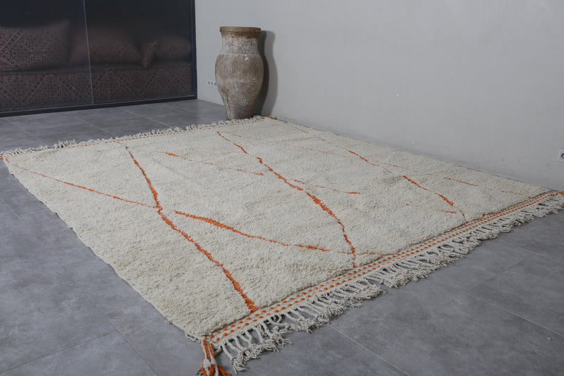 Beni Ourain Moroccan Rug - Handwoven 8.7 x 9.7 Feet | Orange Diamond Design