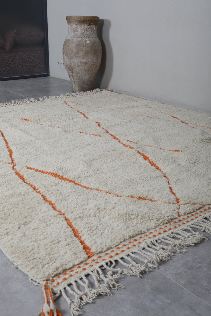 Beni Ourain Moroccan Rug - Handwoven 8.7 x 9.7 Feet | Orange Diamond Design