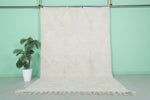 Elegant Moroccan Wool Rug - 6.7 FT × 10.1 FT | Handwoven Ivory Diamond Pattern