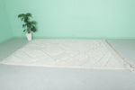 Elegant Moroccan Wool Rug - 6.7 FT × 10.1 FT | Handwoven Ivory Diamond Pattern