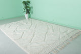 Elegant Moroccan Wool Rug - 6.7 FT × 10.1 FT | Handwoven Ivory Diamond Pattern