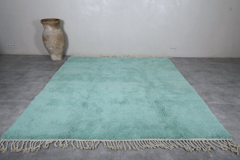 Green Moroccan Rug - 8.4 x 9.8 Feet | Handwoven Wool Carpet