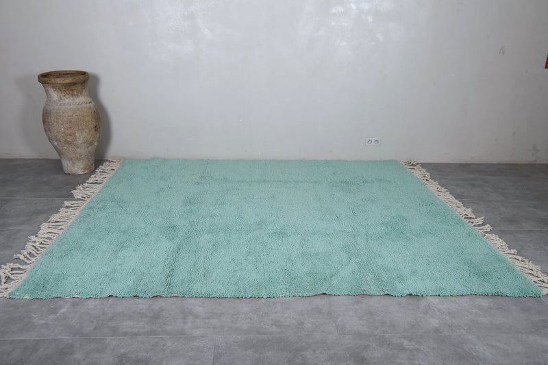 Green Moroccan Rug - 8.4 x 9.8 Feet | Handwoven Wool Carpet