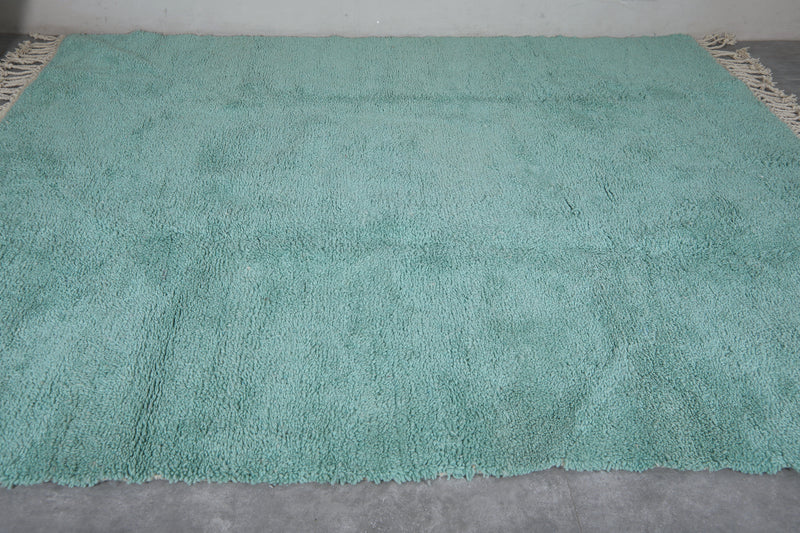 Green Moroccan Rug - 8.4 x 9.8 Feet | Handwoven Wool Carpet