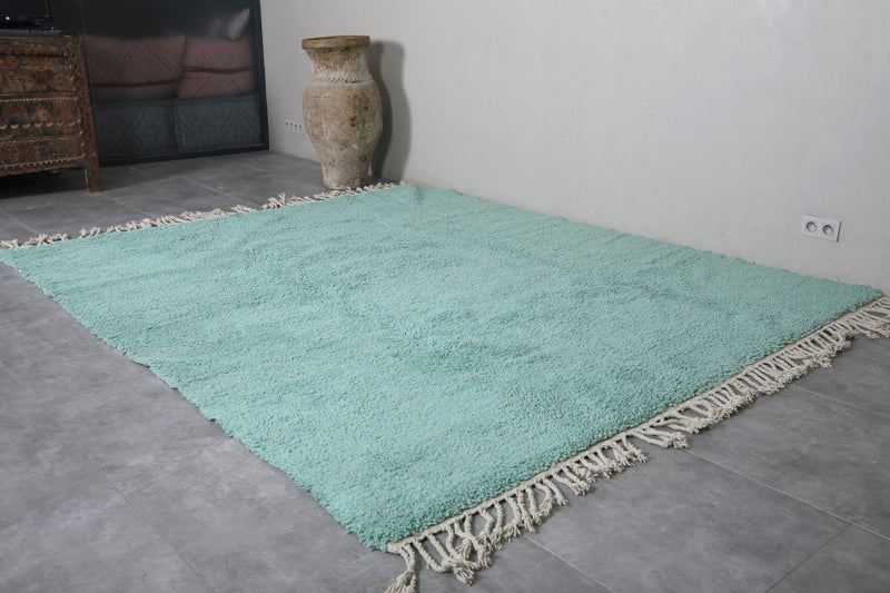 Green Moroccan Rug - 8.4 x 9.8 Feet | Handwoven Wool Carpet