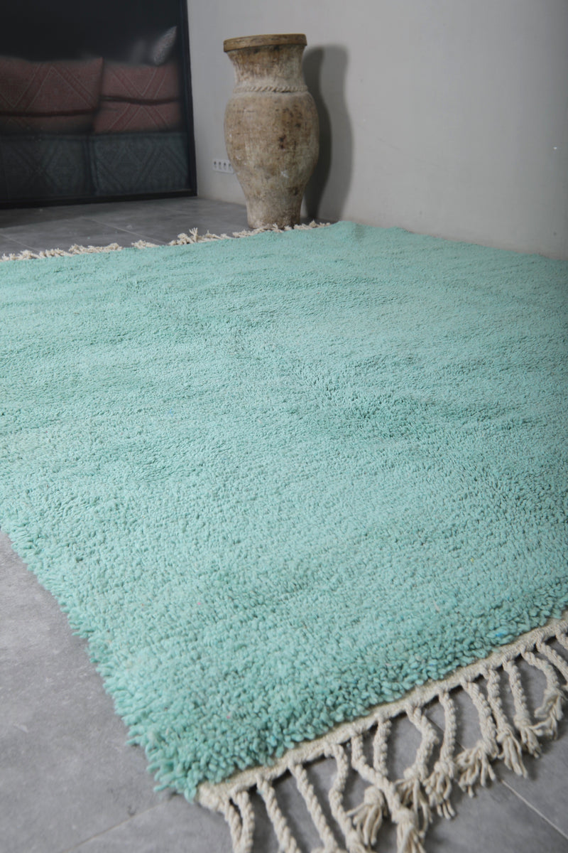 Green Moroccan Rug - 8.4 x 9.8 Feet | Handwoven Wool Carpet