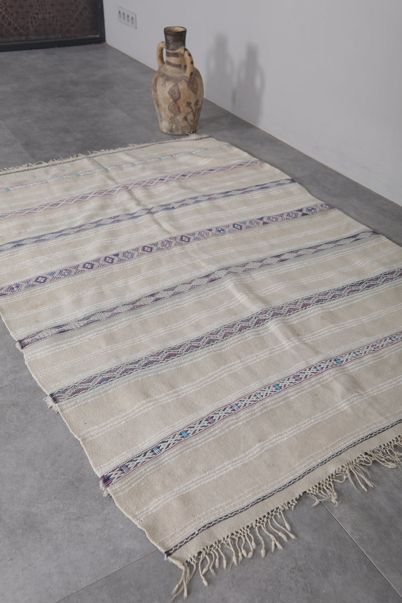 Tribal Wedding Berber Blanket Rug - Handwoven 4 FT X 5.9 FT