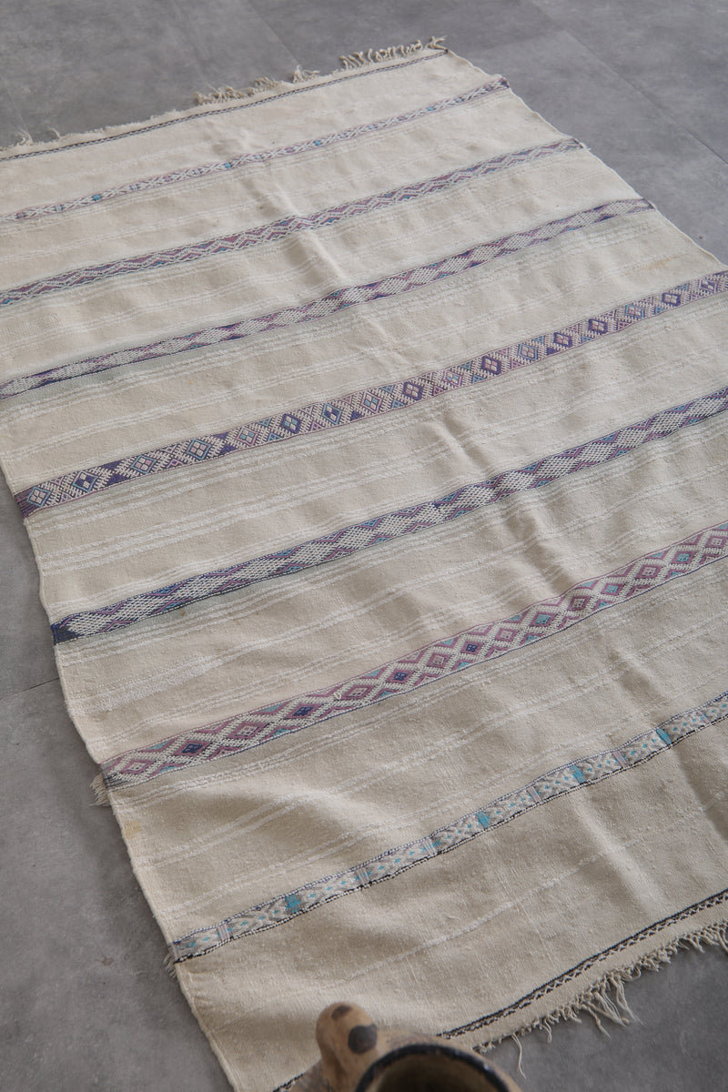 Tribal Wedding Berber Blanket Rug - Handwoven 4 FT X 5.9 FT