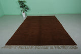 Cozy Moroccan Rug - 6.9 x 9.8 ft | Deep Brown Shag with Fringe