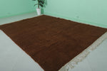 Cozy Moroccan Rug - 6.9 x 9.8 ft | Deep Brown Shag with Fringe