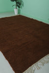 Cozy Moroccan Rug - 6.9 x 9.8 ft | Deep Brown Shag with Fringe