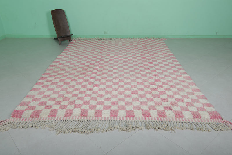 Beni Ourain Vintage Rug 8.2 x 11.2 Ft - Checkered Wool Rug