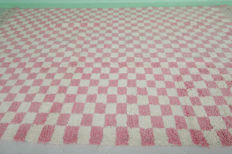 Beni Ourain Vintage Rug 8.2 x 11.2 Ft - Checkered Wool Rug