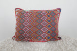 Vibrant Moroccan Kilim Pillow with Diamond Patterns - 13.3 x 18.1 Inches