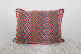 Vibrant Moroccan Kilim Pillow with Diamond Patterns - 13.3 x 18.1 Inches