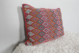 Vibrant Moroccan Kilim Pillow with Diamond Patterns - 13.3 x 18.1 Inches