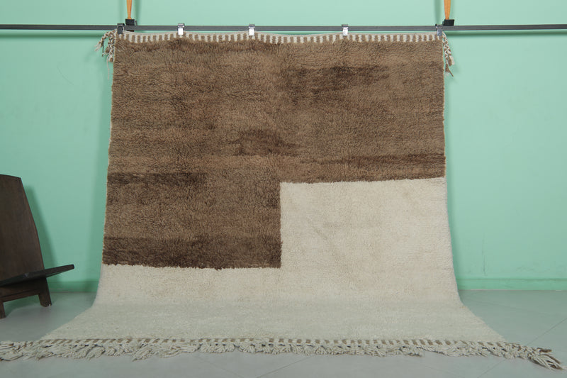 Beni Ourain Moroccan Rug - 7.2 x 8.2 ft | Handwoven Two-Tone Elegance