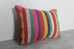 Vibrant Moroccan Kilim Pillow with Diamond Patterns - 13.3 x 18.1 Inches