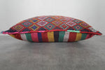 Vibrant Moroccan Kilim Pillow with Diamond Patterns - 13.3 x 18.1 Inches