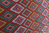 Vibrant Moroccan Kilim Pillow with Diamond Patterns - 13.3 x 18.1 Inches