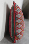 Vibrant Moroccan Kilim Pillow with Diamond Patterns - 13.3 x 18.1 Inches