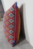 Vibrant Moroccan Kilim Pillow with Diamond Patterns - 13.3 x 18.1 Inches