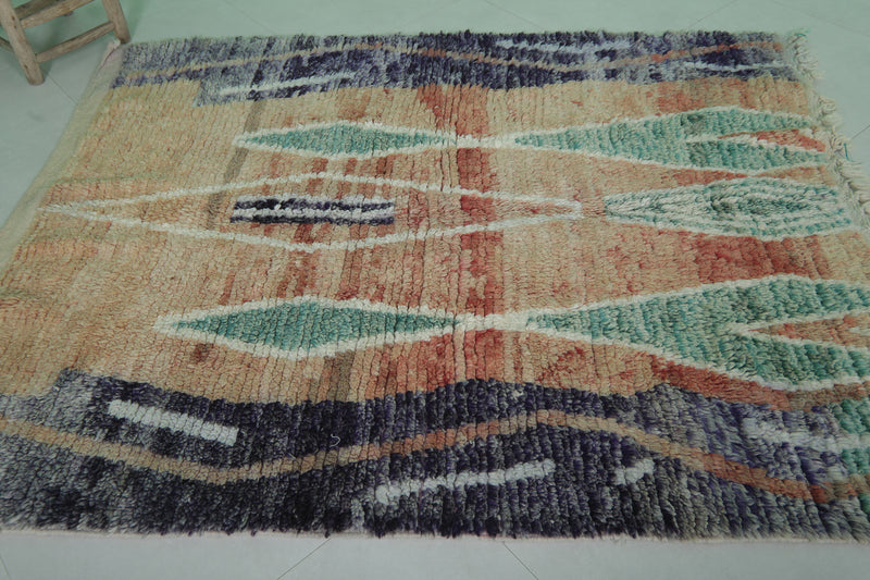 Vibrant Moroccan Tribal Rug with Abstract Patterns - 5 x 6.2 Feet