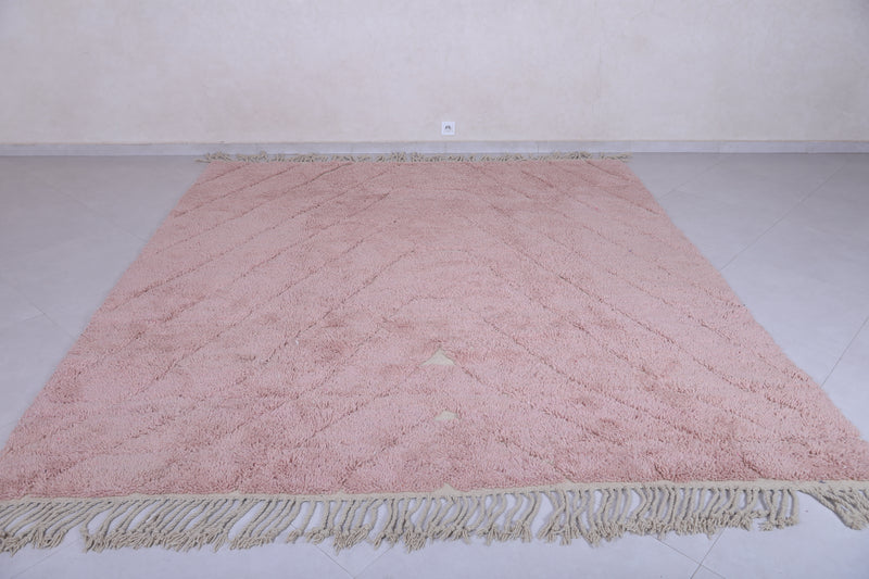 Moroccan Berber Rug - 8.3 x 9.1 Feet | Soft Pink Wool Carpet